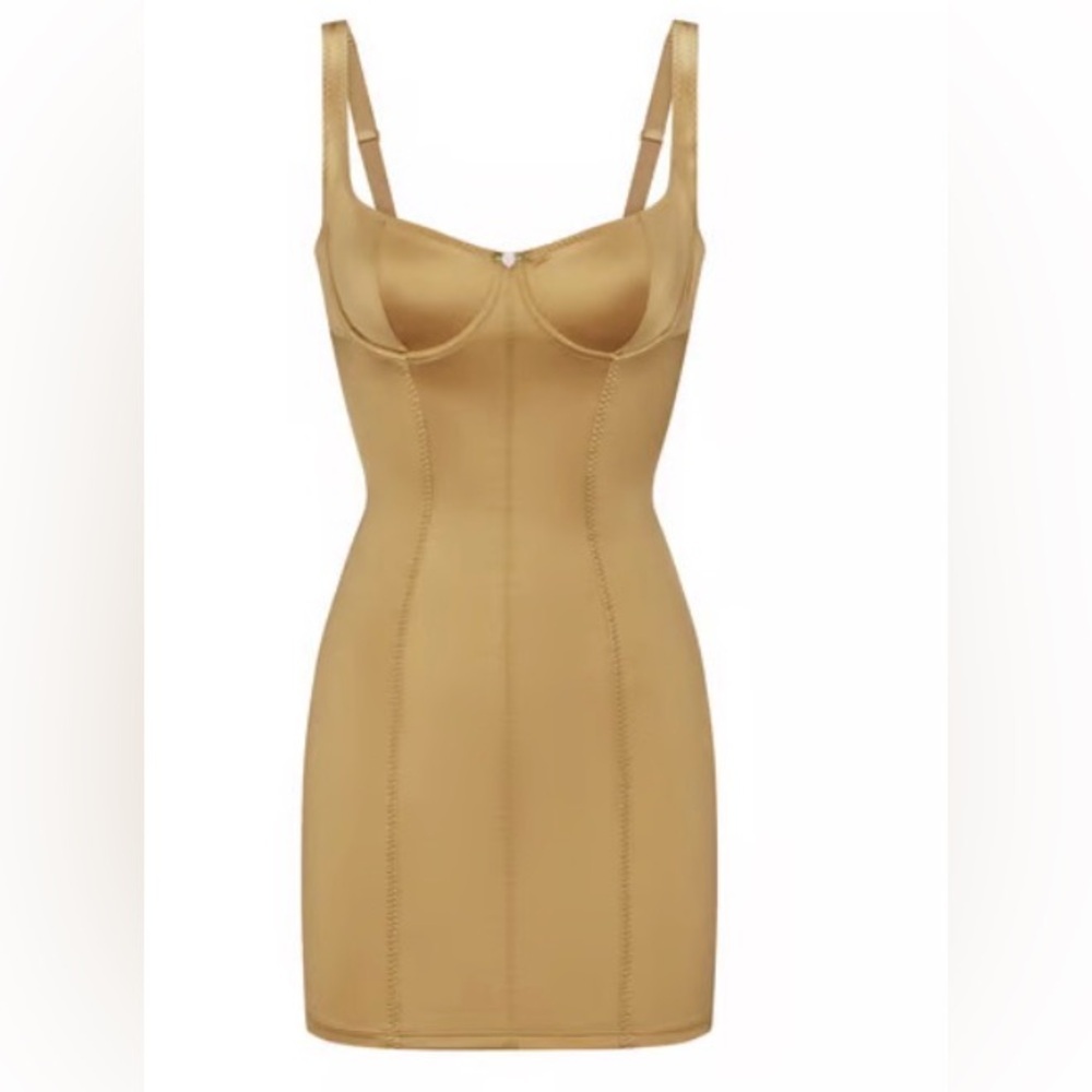SKIMS Stretch Satin Dress Gold